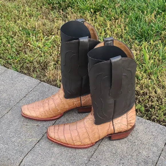 ASC American Alligator Cowboy Boots  Tan  Men’s Size 9D Cutter Toe