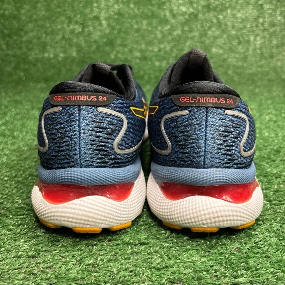 Asics Mens Gel Nimbus 24 Blue Running Shoes Sneakers Size 9.5 Wide - EUC