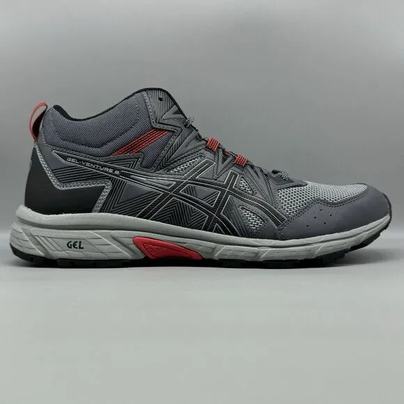 ASICS Men's Gel-Venture 8 Mid Top Running Shoes Size 12 Grey Black Red Outdoor