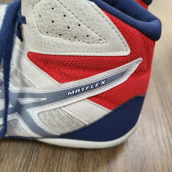 Asics Sneakers Mens 10.5 White Red Blue Matflex 6 Wrestling Shoes Athletic