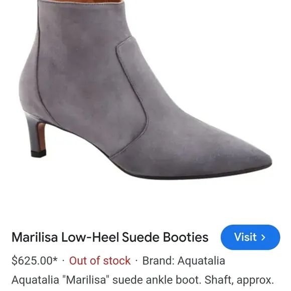 Authentic Italian Aquatalia Marilisa Gray Suede Kitten Heel Ankle Boots Size 5.5