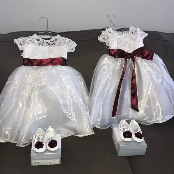 Baby twin dresses with shoes