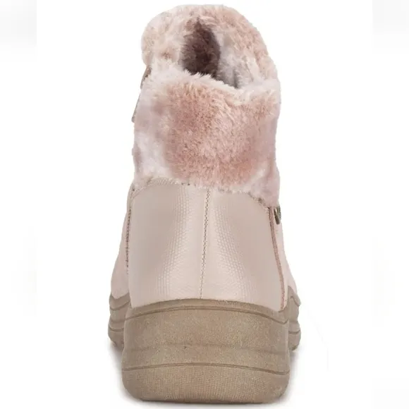 BARETRAPS Womens Leather Snow Boots Taupe Insulated Weatherproof Zip-Up …