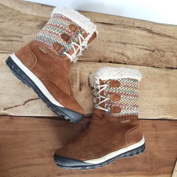 Bearpaw Brown Waterproof Suede Wool Lined Ophelia Insulated Winter Boots Sz 8