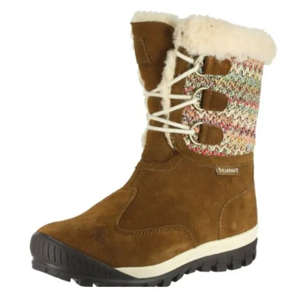 Bearpaw Brown Waterproof Suede Wool Lined Ophelia Insulated Winter Boots Sz 8