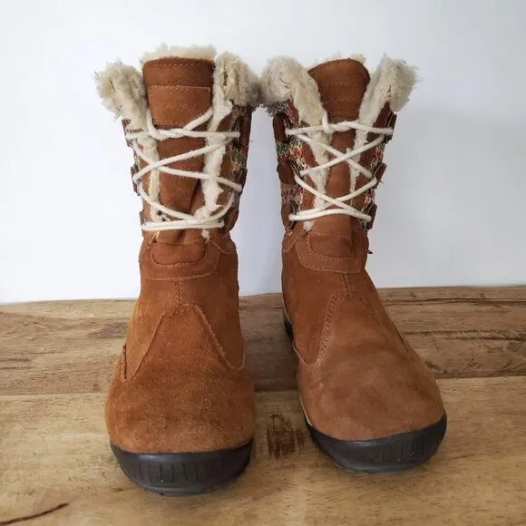 Bearpaw Brown Waterproof Suede Wool Lined Ophelia Insulated Winter Boots Sz 8