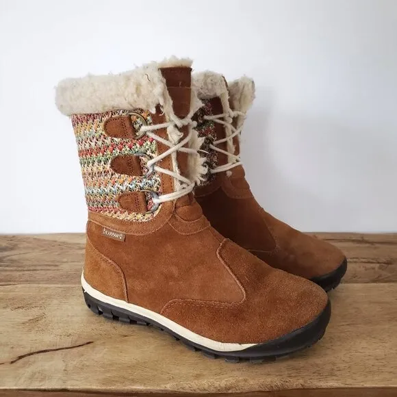Bearpaw Brown Waterproof Suede Wool Lined Ophelia Insulated Winter Boots Sz 8