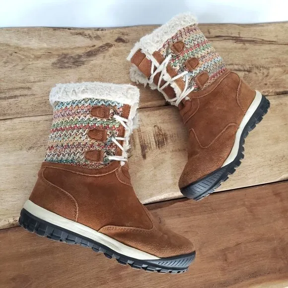 Bearpaw Brown Waterproof Suede Wool Lined Ophelia Insulated Winter Boots Sz 8