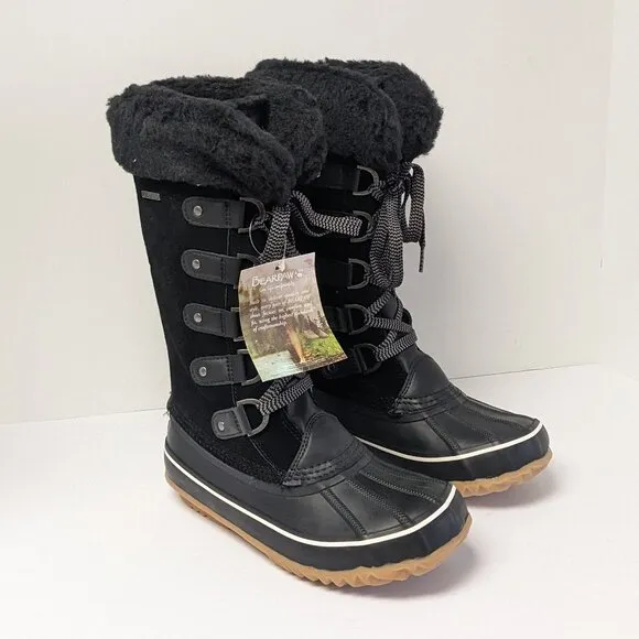 Bearpaw Denali Insulated Winter Boots, Black Suede, Women's 8 M