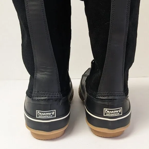Bearpaw Denali Insulated Winter Boots, Black Suede, Women's 8 M