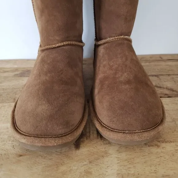 BearPaw Womens Eva Tall Waterproof Brown Suede Sheepskin Lined Winter Boots 9