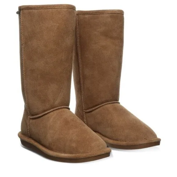 BearPaw Womens Eva Tall Waterproof Brown Suede Sheepskin Lined Winter Boots 9