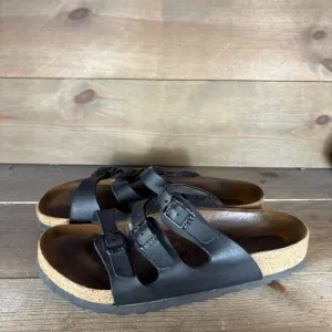 birkenstock florida womens size 7 shoes black leather strappy comfort sandals