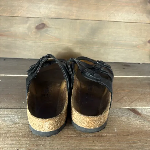 birkenstock florida womens size 7 shoes black leather strappy comfort sandals