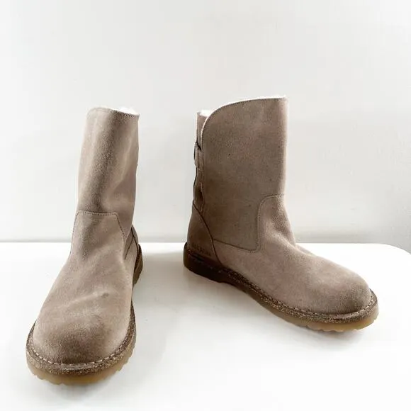Birkenstock Uppsala Shearling Faux Fur Lined Boots Booties Gray Taupe 38
