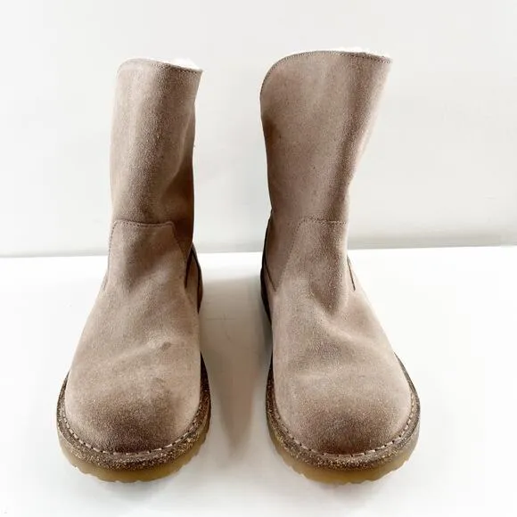 Birkenstock Uppsala Shearling Faux Fur Lined Boots Booties Gray Taupe 38