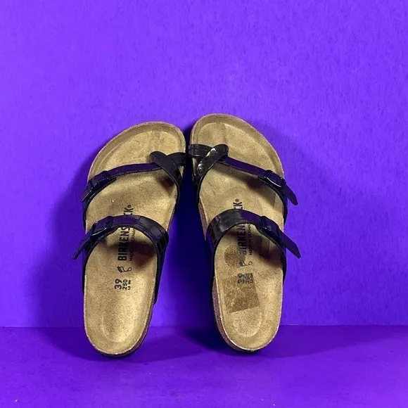 Birkenstock Women's Mayari Microfiber Gator Gleam Black Size 8-NEW