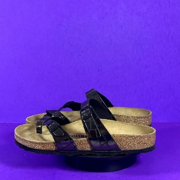 Birkenstock Women's Mayari Microfiber Gator Gleam Black Size 8-NEW