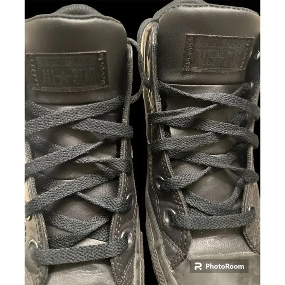 Black Leather Converse All Stars