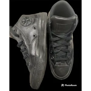 Black Leather Converse All Stars