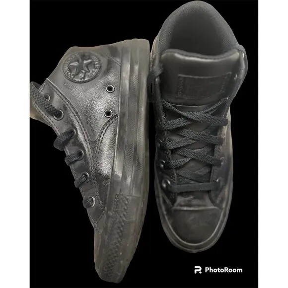 Black Leather Converse All Stars