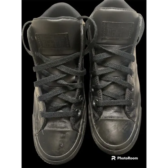 Black Leather Converse All Stars