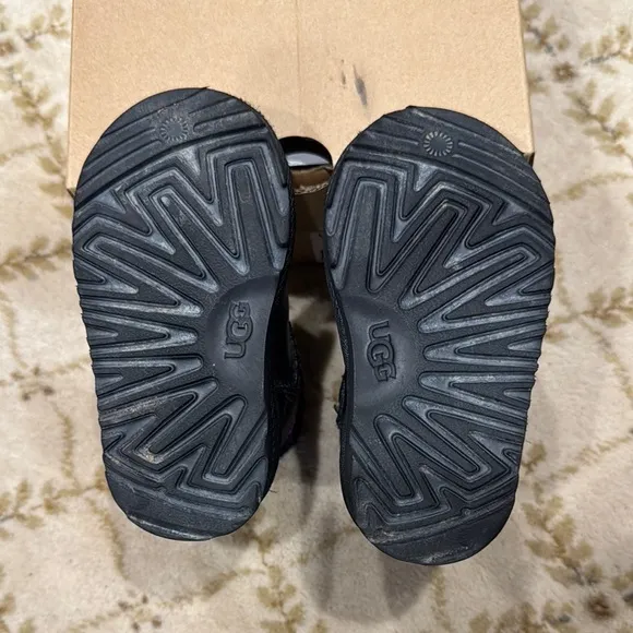 Black UGG Kids' Boots with Pink Stitching