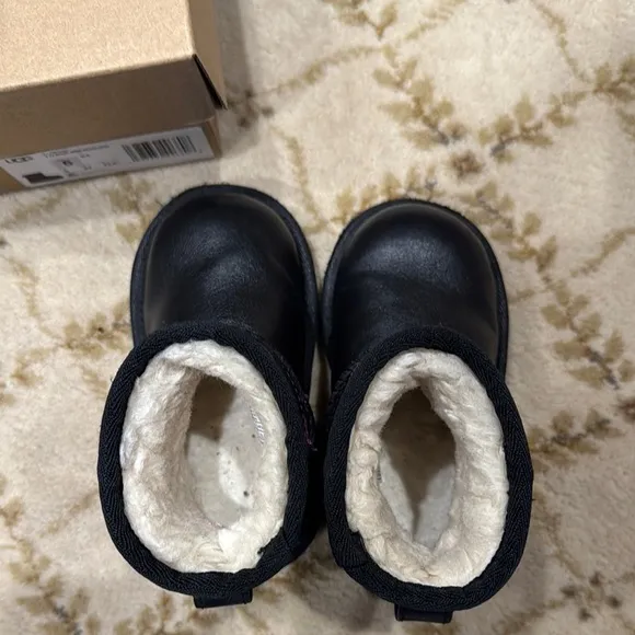 Black UGG Kids' Boots with Pink Stitching