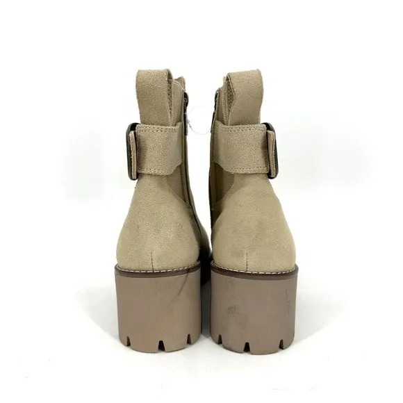 Blondo Dahlia Waterproof Suede Lug Sole Chunky Ankle Boots Tan Size 8.5