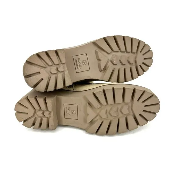 Blondo Dahlia Waterproof Suede Lug Sole Chunky Ankle Boots Tan Size 8.5