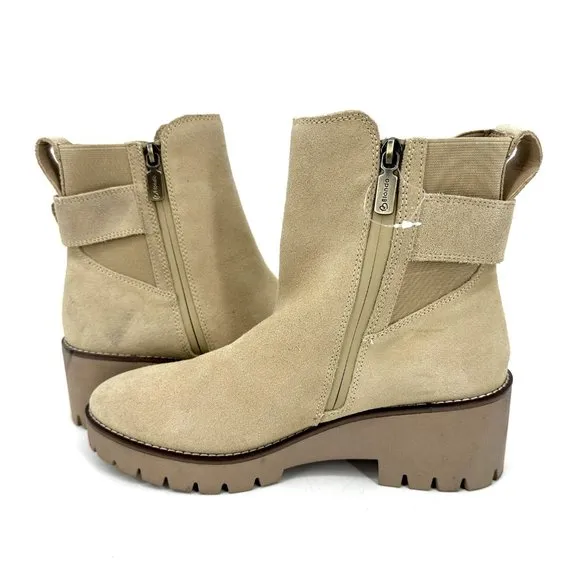 Blondo Dahlia Waterproof Suede Lug Sole Chunky Ankle Boots Tan Size 8.5