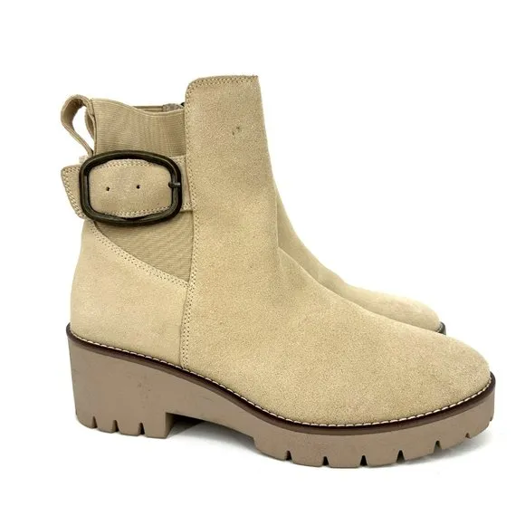 Blondo Dahlia Waterproof Suede Lug Sole Chunky Ankle Boots Tan Size 8.5