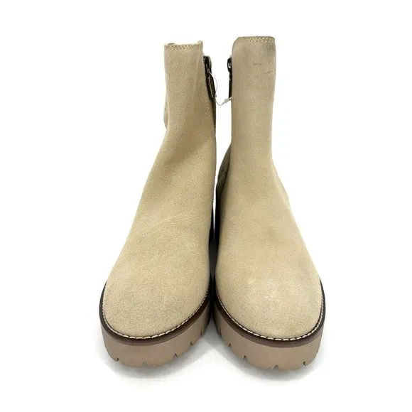 Blondo Dahlia Waterproof Suede Lug Sole Chunky Ankle Boots Tan Size 8.5