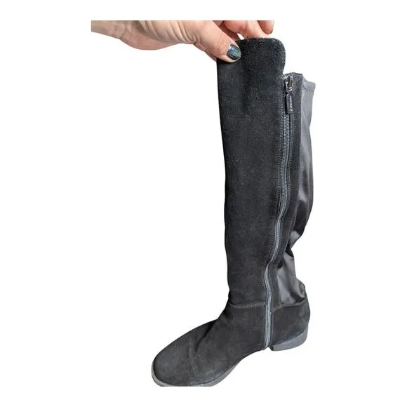Blondo Ellie Black Waterproof Suede Knee High Stretch Calf Flat Riding Boots 9.5