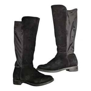 Blondo Ellie Black Waterproof Suede Knee High Stretch Calf Flat Riding Boots 9.5