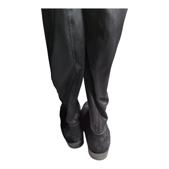 Blondo Ellie Black Waterproof Suede Knee High Stretch Calf Flat Riding Boots 9.5