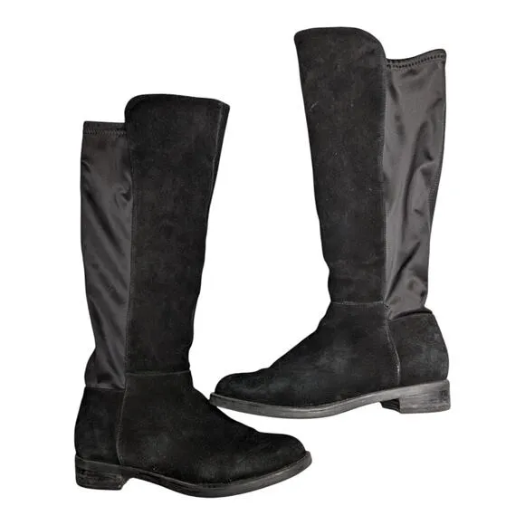 Blondo Ellie Black Waterproof Suede Knee High Stretch Calf Flat Riding Boots 9.5