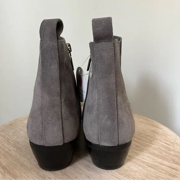 Blondo Gray Suede Waterproof Sabina Heel Ankle Boots Sz 9.5 NWOB