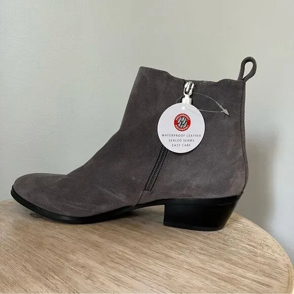 Blondo Gray Suede Waterproof Sabina Heel Ankle Boots Sz 9.5 NWOB