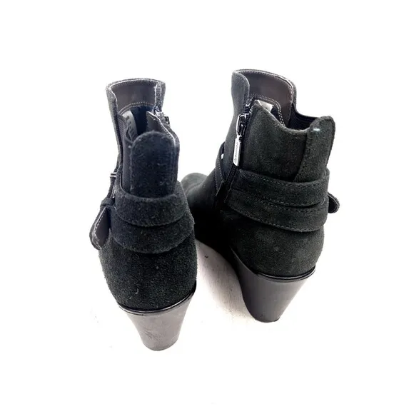 Blondo Lacey Size 7 M Wedge Waterproof Suede Ankle Boots Black Side Zip Bootie