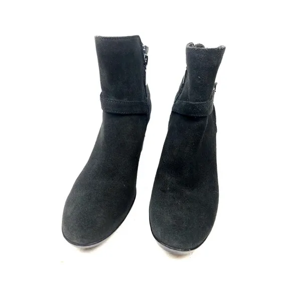 Blondo Lacey Size 7 M Wedge Waterproof Suede Ankle Boots Black Side Zip Bootie
