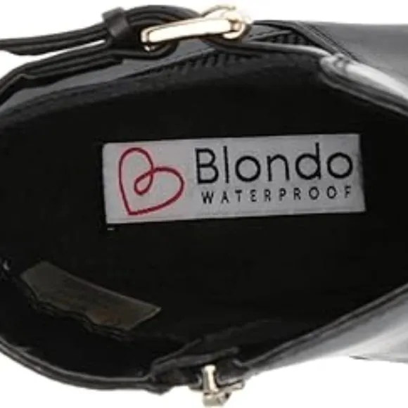 BLONDO TOBI BLACK LEATHER WATERPROOF ANKLE BOOTS SIZE 7 WITH BOX RUBBER SOLE