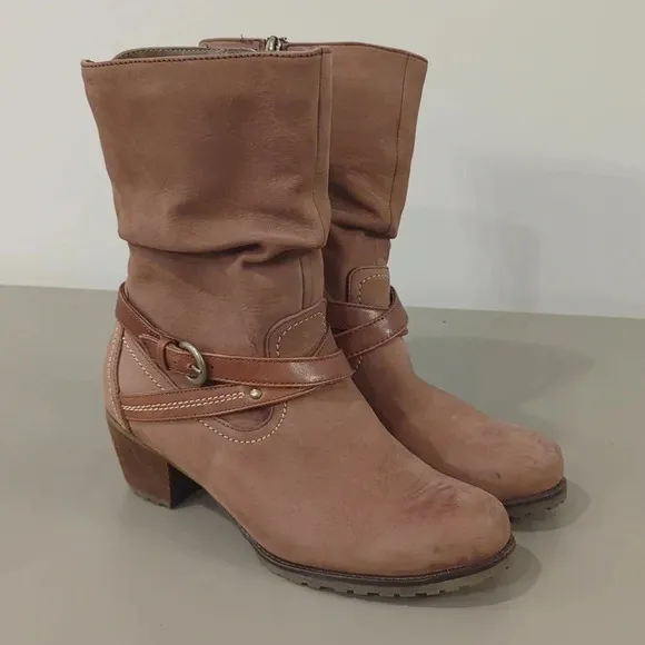Blondo Waterproof Boots Brown Leather Insulated Wool Mid-Calf size 8