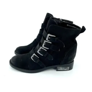 Blondo Womens Boots Elana Black Nubuck Suede Leather Ankle Straps SZ 6.5