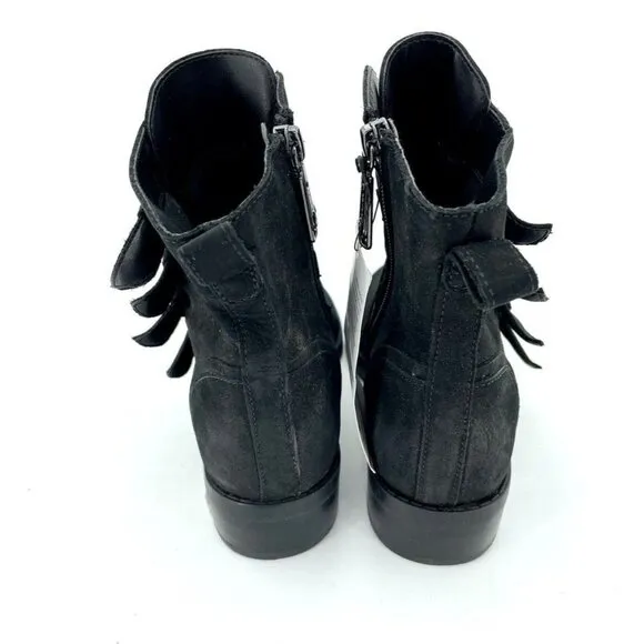 Blondo Womens Boots Elana Black Nubuck Suede Leather Ankle Straps SZ 6.5