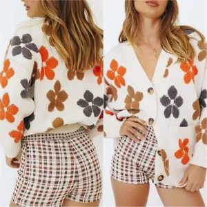 Blooming Button-Up Cardigan