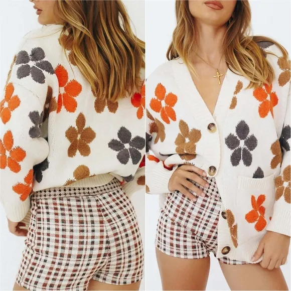Blooming Button-Up Cardigan