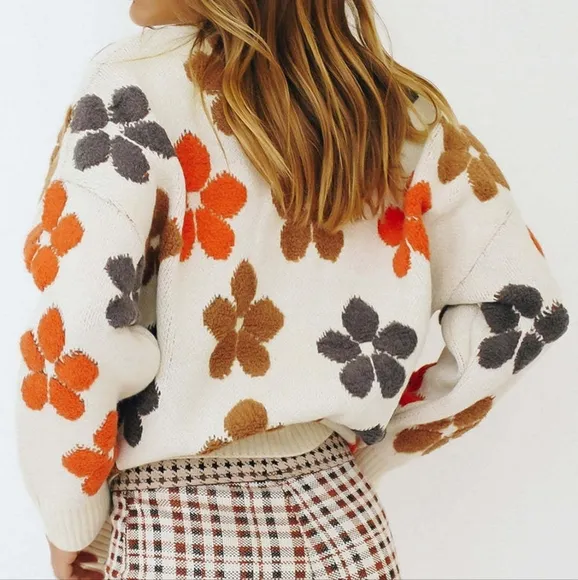 Blooming Button-Up Cardigan