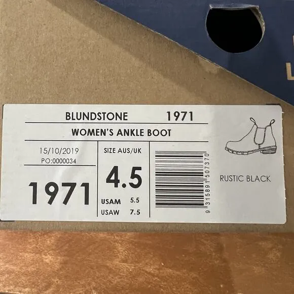 Blundstone Women's 7.5 1971 Chelsea Boots Leather Rustic Black Shoes