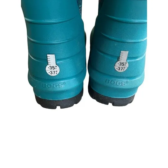 BOGS Boots Rain Winter Insulated Dinosaur Turquoise Size Youth 4